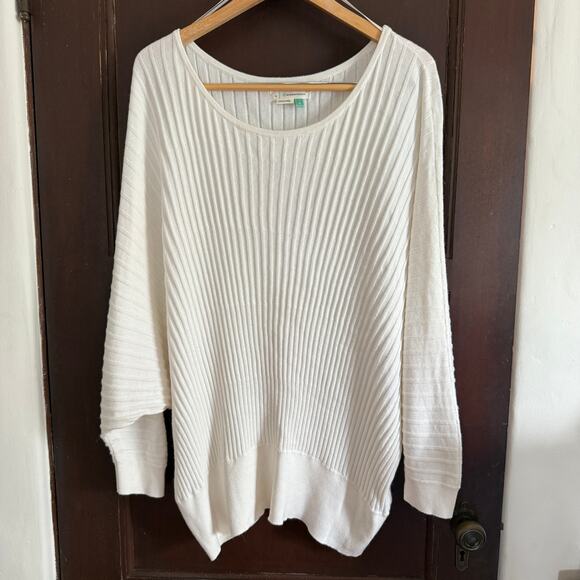 ANTHROPOLOGIE | Cream Karla Ribbed Dolman Sleeve Ribbed Boatneck Sweater Size 1X - Picture 2 of 6